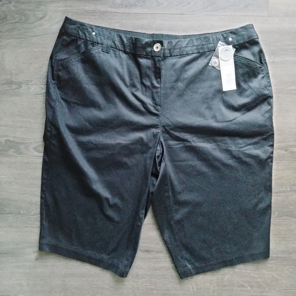 Charter Club Pant Shop NWT Women's Black Cotton Shorts Plus Size 20W